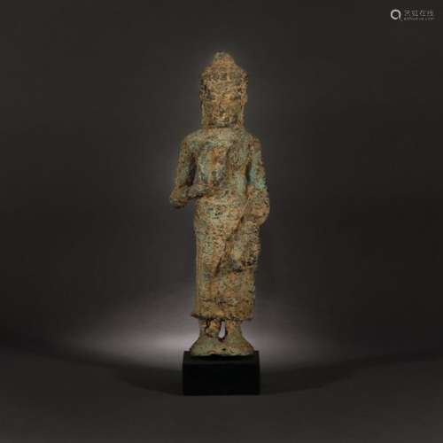 Bronze Buddha statuette representing an arahant, C…