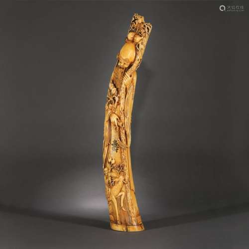 Impressive ivory statuette of Shou Lao, God of lon…
