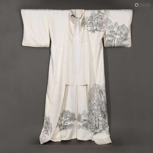 Hand painted silk kimono with traditional Japanese…