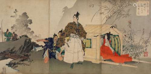 Samurai Kusunoki Masatsura setting free the beauti…