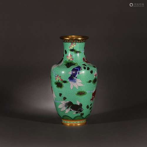 Cloisonné bronze vessel decorated with koi fish, t…