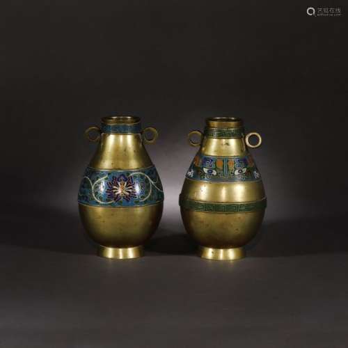 Two cloisonné vessels with vegetal motifs and the …