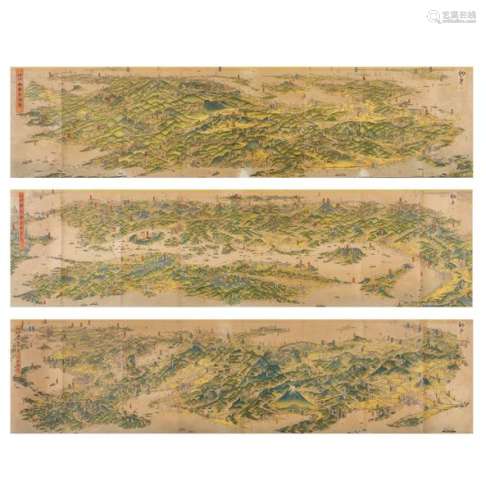 Three topographic maps, Meiji Period, Japan, the 1…