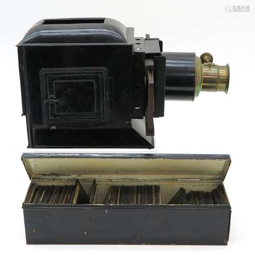 An Antique Magic Lantern with Glass Slides