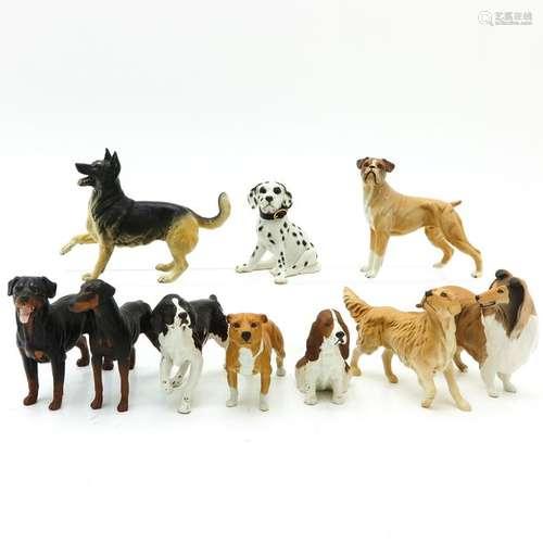 A Diverse Collection of Ten Dog Sculptures