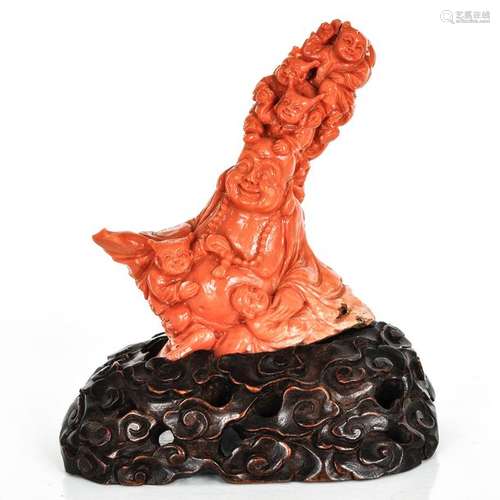 A Carved Red Coral Sculpture