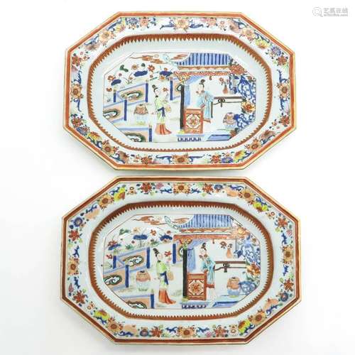 A Pair of Famille Rose Serving Platters