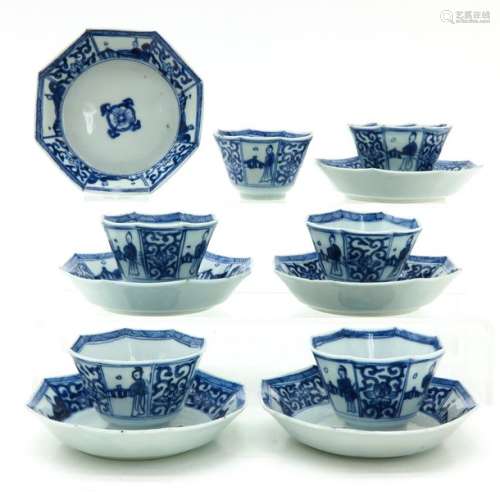 A Series of Six Chinese Cups and Saucers