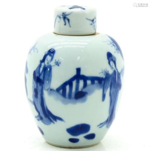 A Chinese Blue and White Tea Caddy