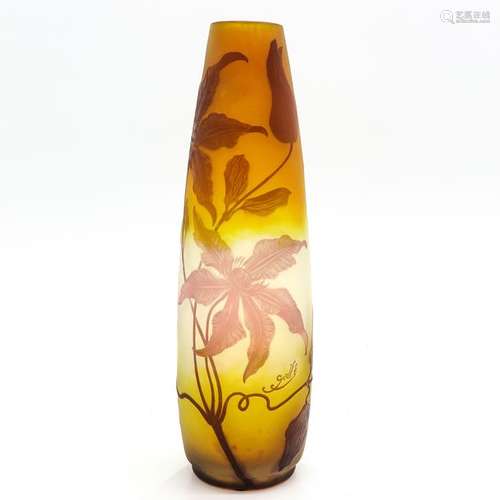 A Signed Galle Cameo Glass Vase