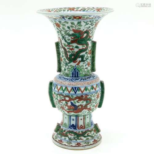 A Famille Verte Decor Gu Vase