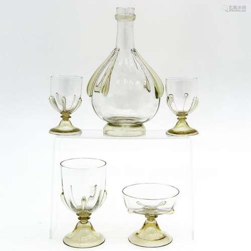 An Emile Galle Karaf with Four Glasses