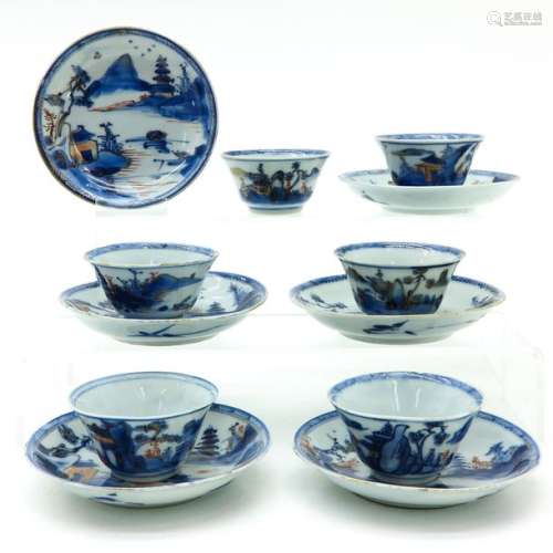 A Series of Six Chinese Cups and Saucers