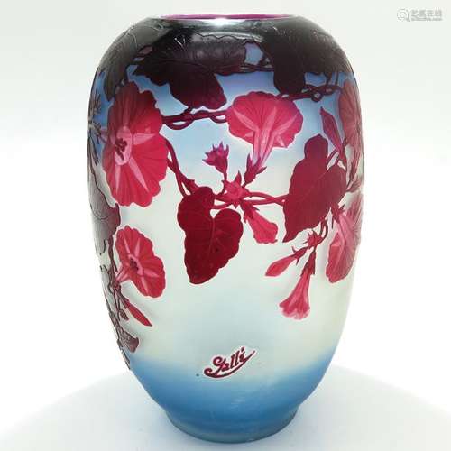 A Signed Galle Cameo Glass Vase