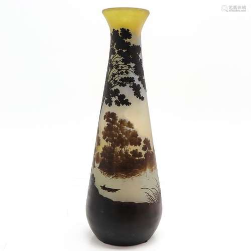 A Signed Galle Cameo Glass Vase