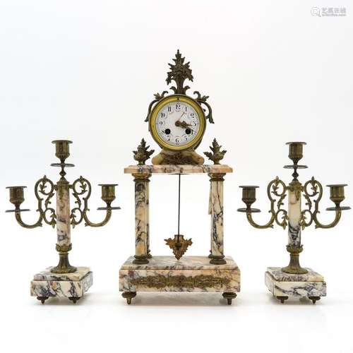 A 19th Century Three Piece Clock Set