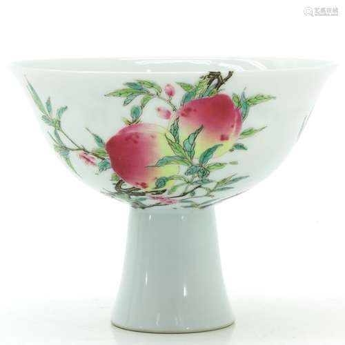 A Chinese Polychrome Decor Stem Cup