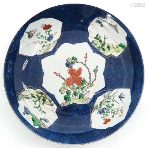 A Powder Blue Famille Verte Plate