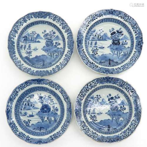 A Series of Four Chinese Blue and White Plates