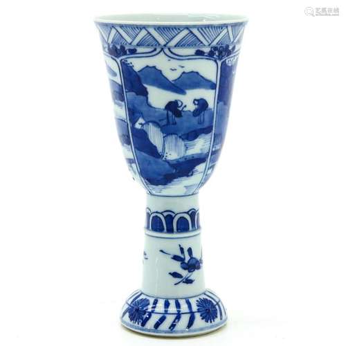 A Blue and White Stem Cup