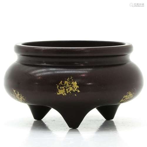 A Chinese Gold Splash Decor Bronze Censer