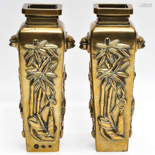 A Pair of Bronze Chinese Vases