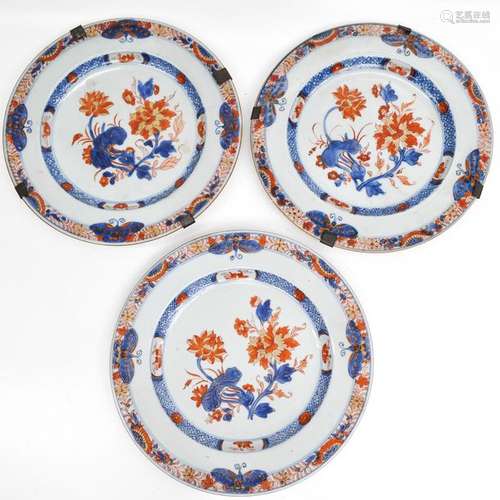 Three Imari Plates