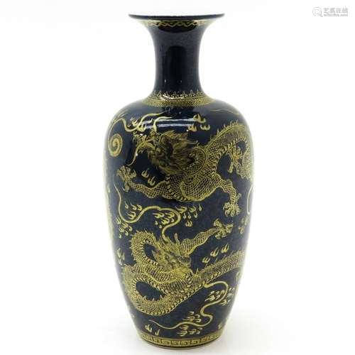 A Chinese Blue and Gilt Decor Vase