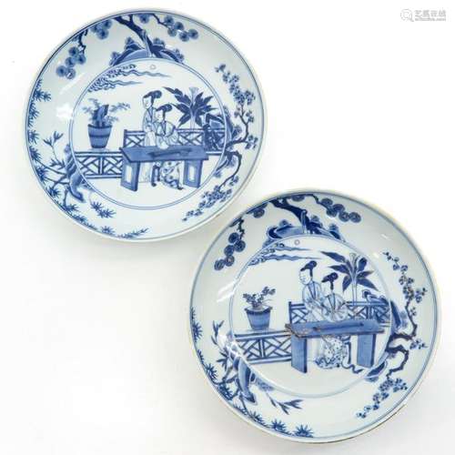 Two Chinese Blue and White Plates