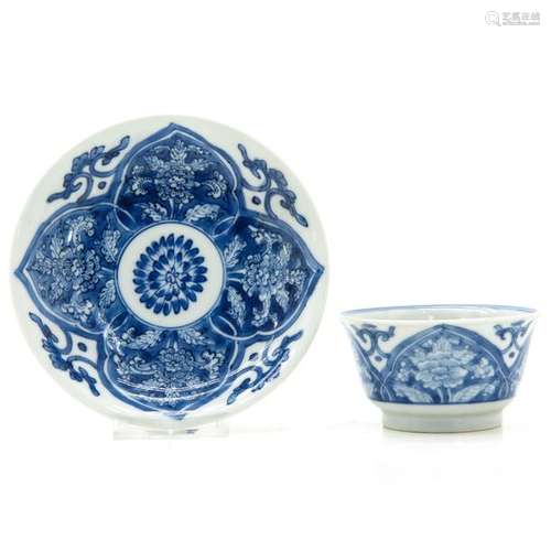 A Chinese Blue and White Cup and Saucer