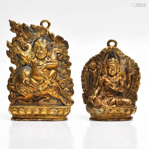 Two Gilt Bronze Sculptures