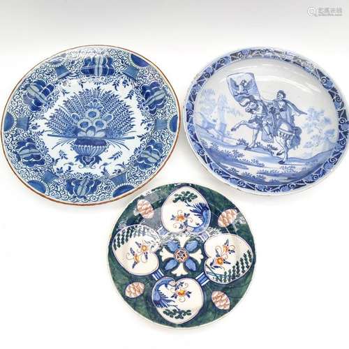 Three 18th Century Dutch Pottery Plates