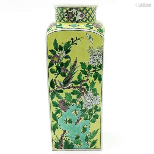 A Chinese Square Famille Verte Vase