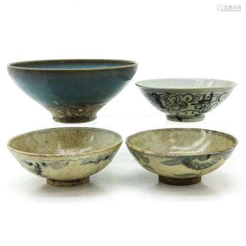 Four Chinese Stoneware Bowls