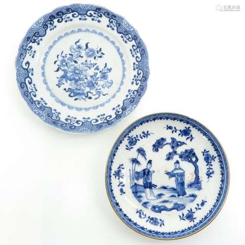 Two Chinese Blue and White Plates