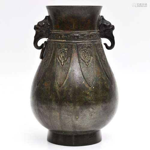 A Chinese Bronze Hu Vase