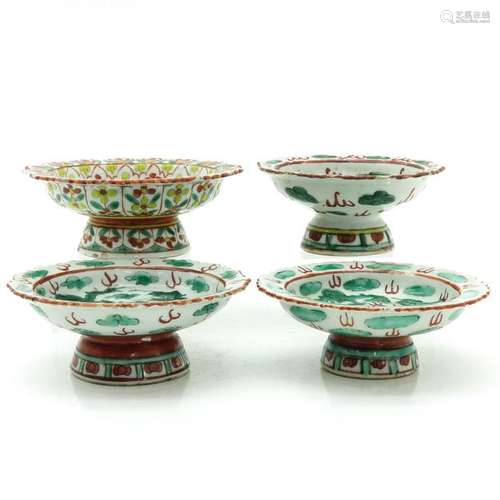 Four Chinese Stemmed Bowls