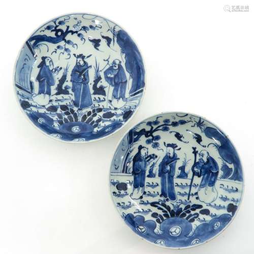 Two Chinese Blue and White Plates