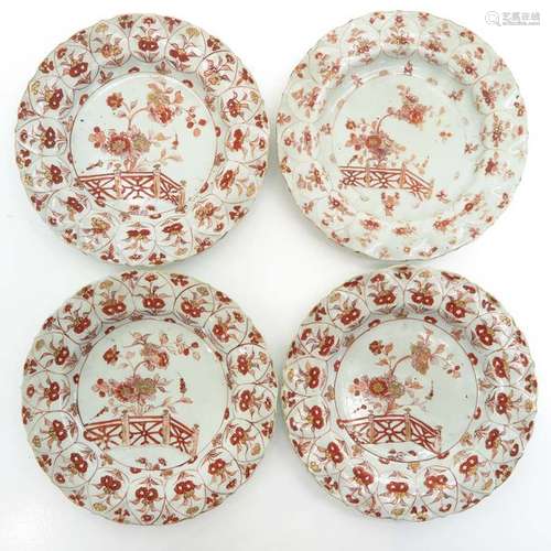 A Series of Four Milk and Blood Decor Plates