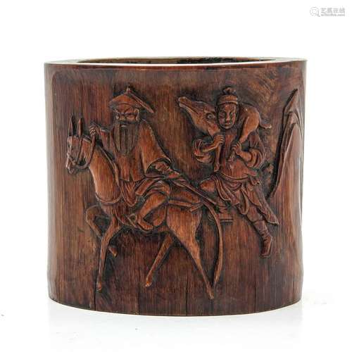 A Carved Bamboo Brush Pot