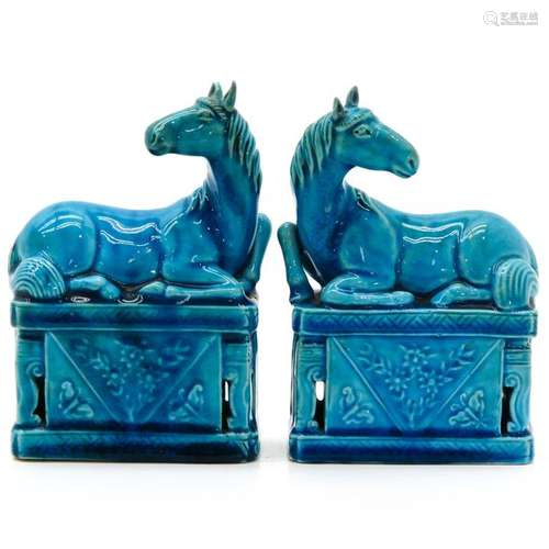 A Pair of Chinese Horse Sculptures