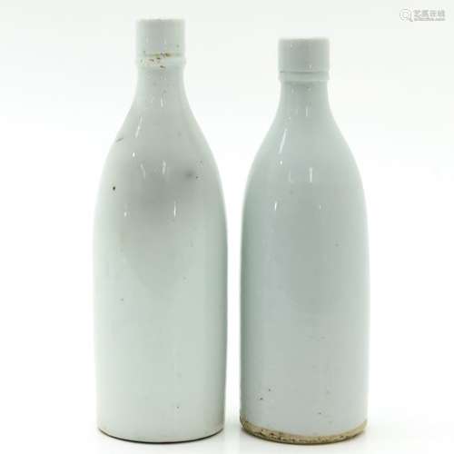 Two Chinese Blanc de Chine Decor Bottles