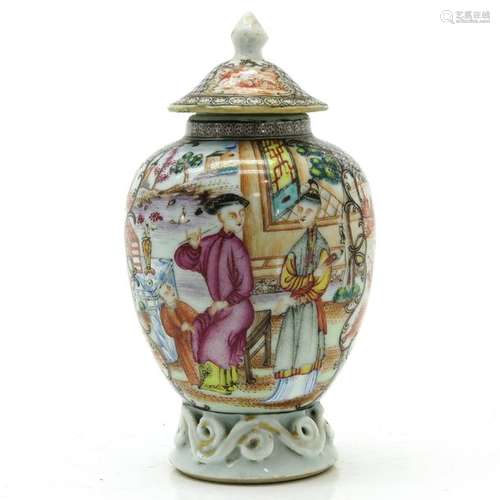 A Chinese Mandarin Decor Tea Caddy