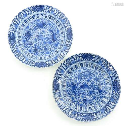 Two Chinese Blue and White Plates