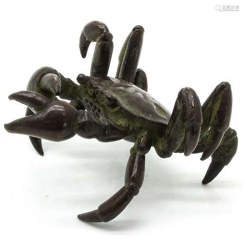 A Chinese Bronze Crab Sculpture