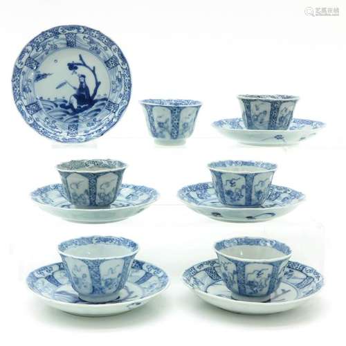 A Set of Six Chinese Cups and Saucers