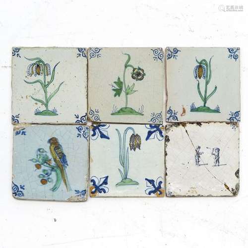 A Collection of Six Dutch Tiles