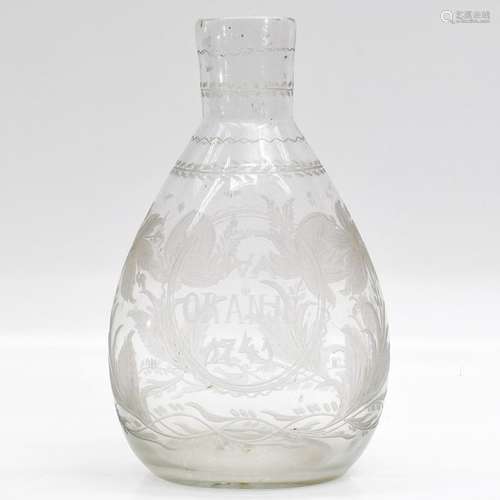 A Lead Glass Engraved Carafe