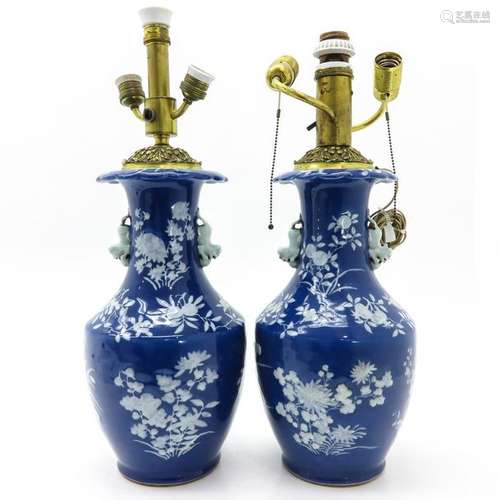 A Pair of Chinese Porcelain Lamps