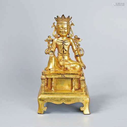 清 铜鎏金菩萨坐像